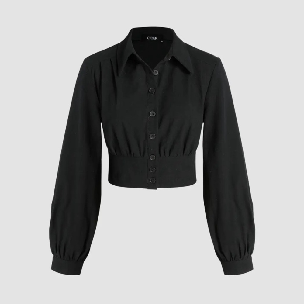 Medium Cropped Sturdy Black Cider Blouse
